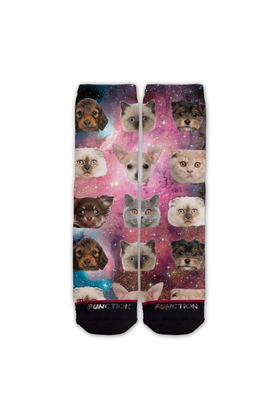 - Galaxy Cat and Dog Floating Heads Fashion Sock