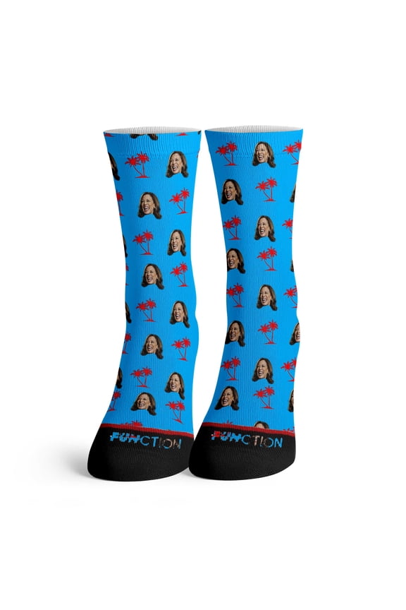- Kamala Harris Coconut Tree Socks Pattern Crew Socks Fun Tropical Novelty Socks for Political Enthusiasts