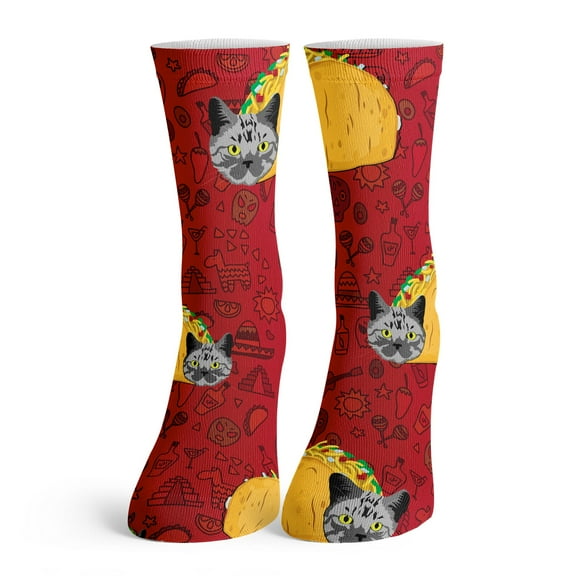 Function - Kids Cute Funny Cat Novelty Crew Socks Taco Cat - Fits Little and Bigger Kids Size 11-4
