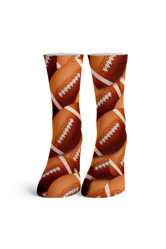 - Kids Football Ball Tall Crew Socks