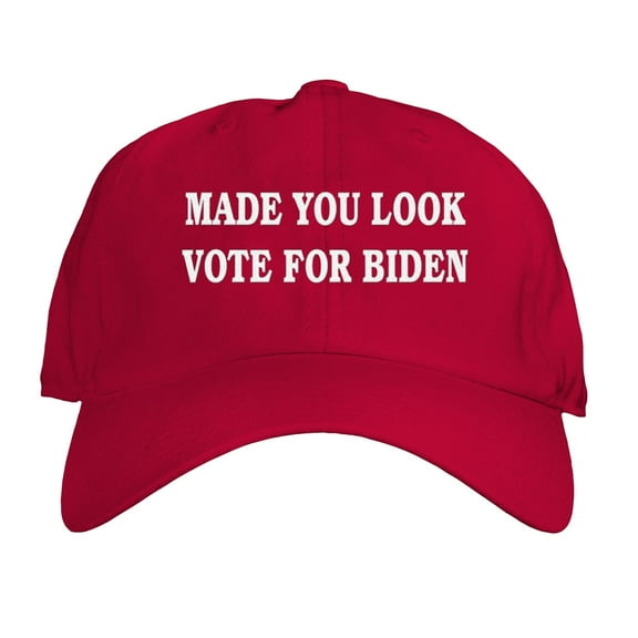 Function - Made You Look Vote For Biden Red Dad Hat Embroidered Adjustable Joe Biden President 2020 Political Democrat President Election One Size