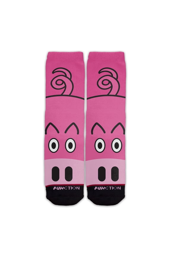 - Pink Pig Doodle Cartoon Farm Animal Unisex Crew Socks