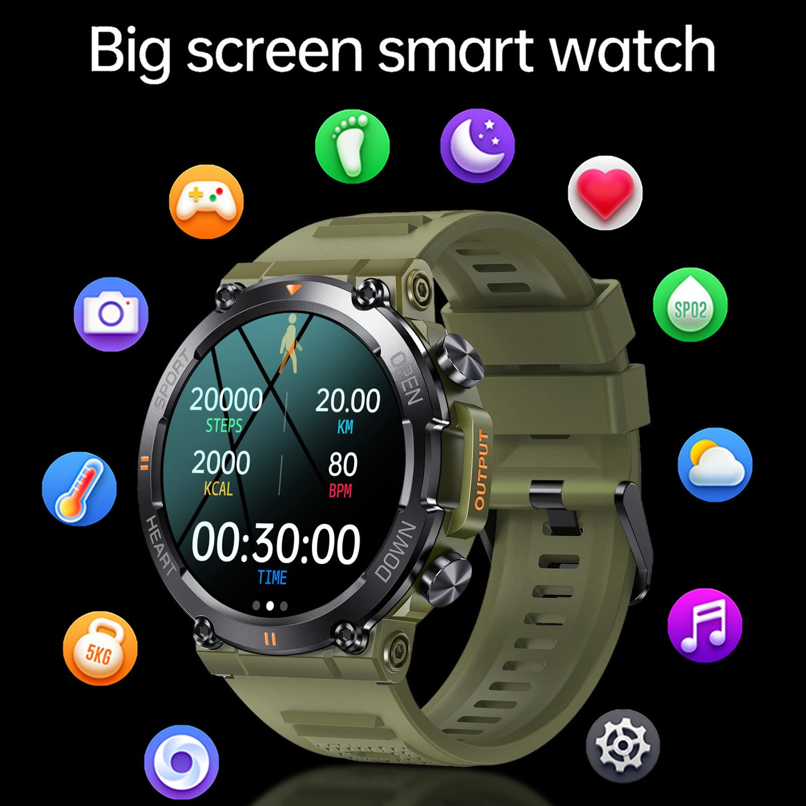 Function Smartwatch Heart Rate Oxygen Pressure Supervision Sleep