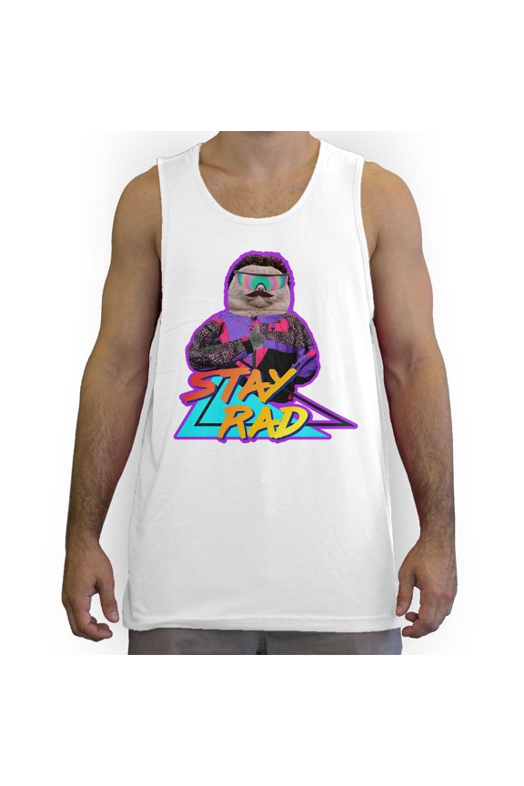 - Stay Rad 80's Cat Men's Fashion Tank Top