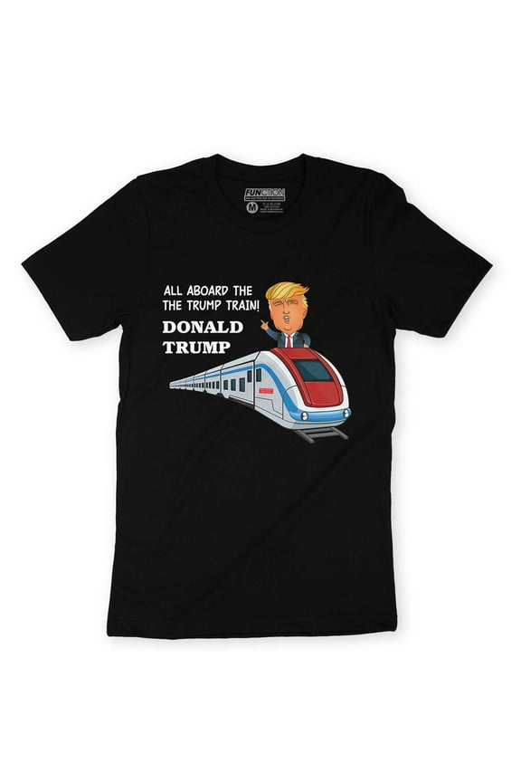 - Trump All Aboard the Trump Train Funny Political Presidential Campaign Adult T-Shirt Novelty Republican Democrat