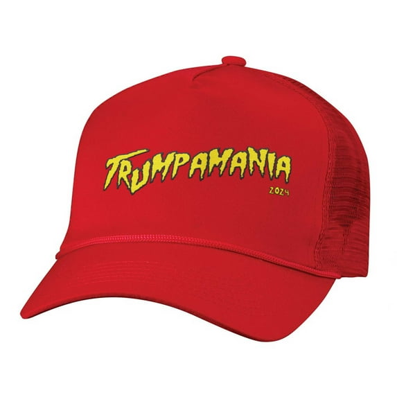 Function - Trumpamania 2024 Red Trucker Hat - Bold Donal Trump Republican Party Political Red Mesh Adjustable Snap Back