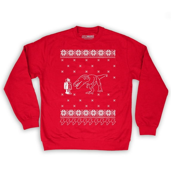 Function - Ugly Christmas 8 Bit T-Rex Men's Fashion Crew Neck Sweatshirt