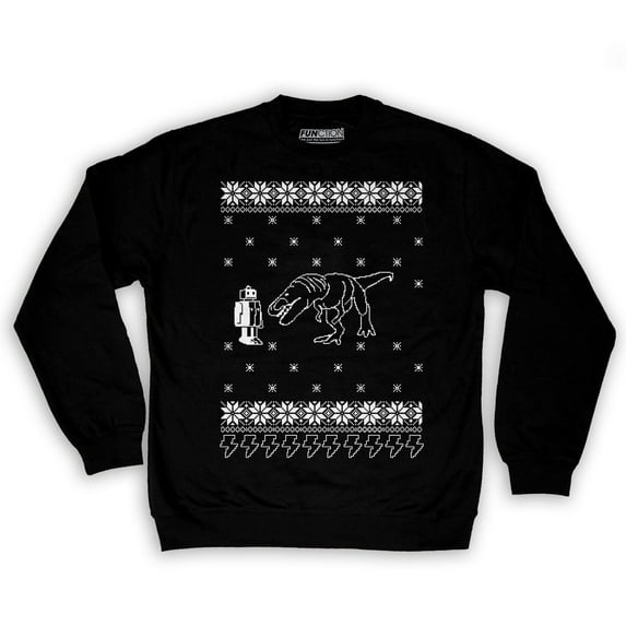 Function - Ugly Christmas 8 Bit T-Rex Men's Fashion Crew Neck Sweatshirt