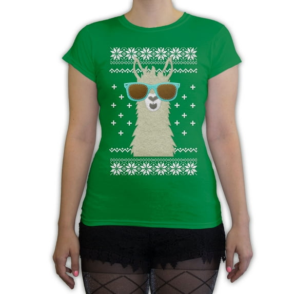 Function - Ugly Christmas Faux Felt Llama Women's Fashion T-Shirt