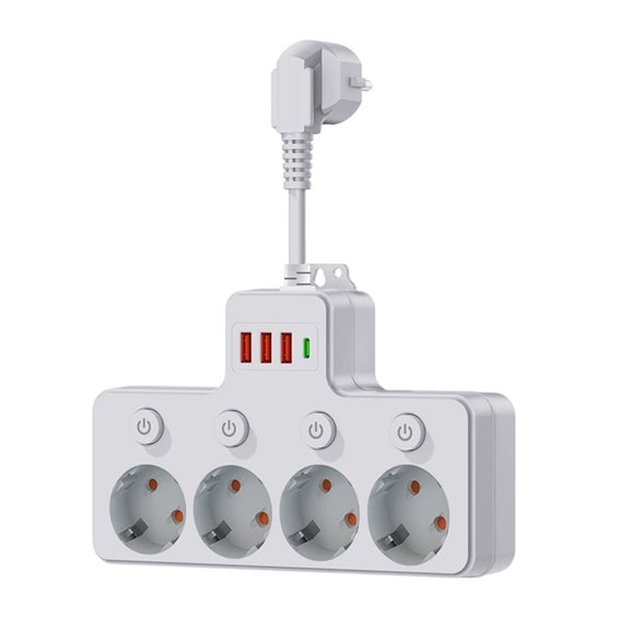 Function Wall Socket Extender With USB Charging Ports Individual Switches Surge Wall Design Fast Charging USB A & Type C Ports Ideal For Home Offi Office&Craft&Stationery 7.6" x 5.1"