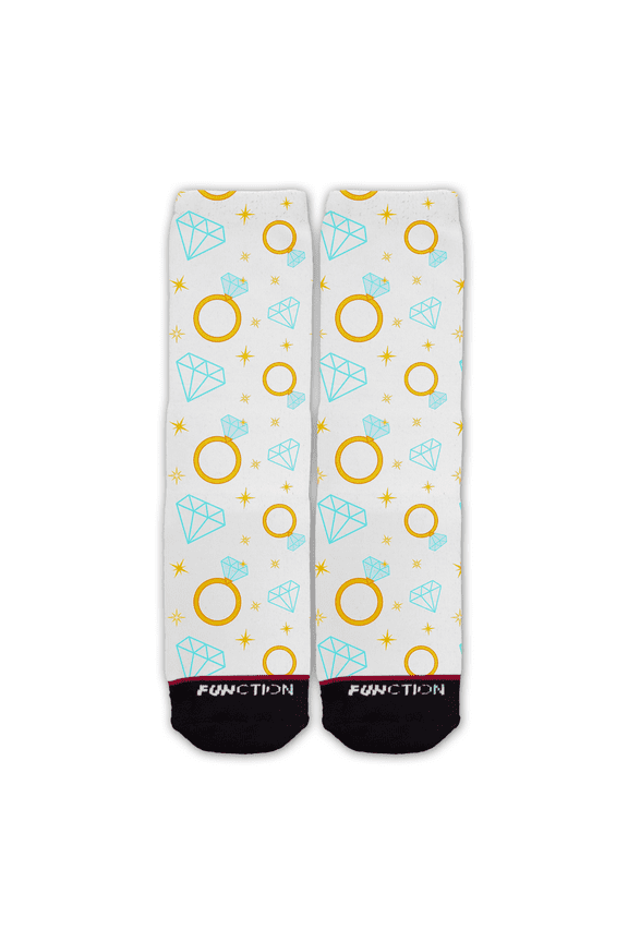 - Wedding Bride Rings and Diamonds Pattern Fashion Socks Yellow