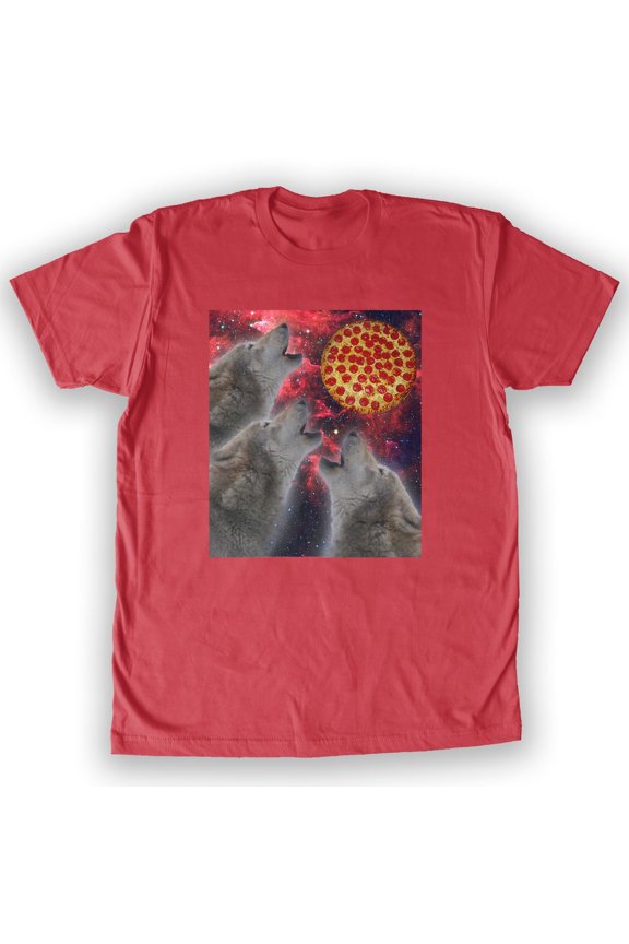 - Wolves Howling At A Pizza Moon Men's Fashion T-Shirt