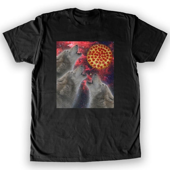 Function - Wolves Howling At A Pizza Moon Men's Fashion T-Shirt