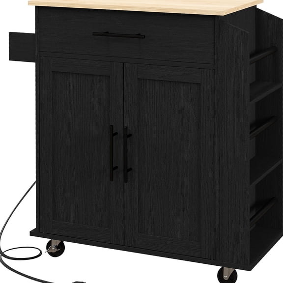 Function - rich Kitchen Helper - Charge Devices, Hang Towels and Store Spices on This Kitchen Cart