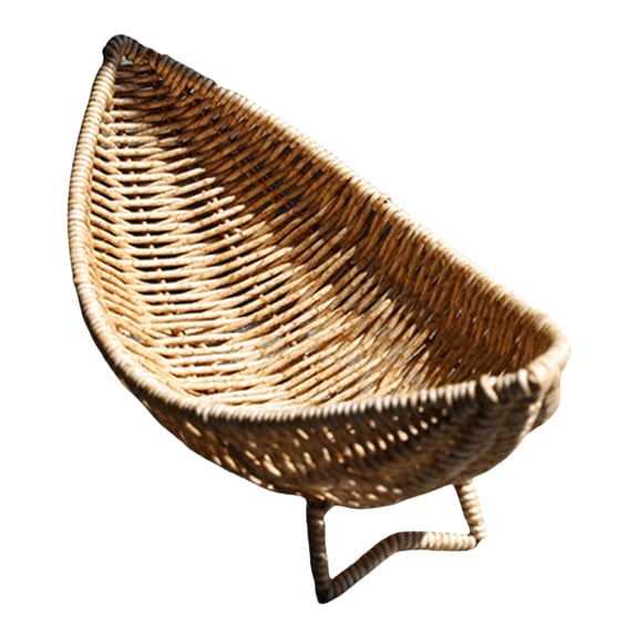 Functional Boat Shape Fruit Servers Decorative Boat Style Fruit Holder Rattan Patterned Basket for Tabletop Display