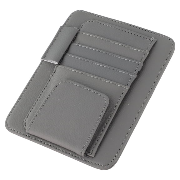 Functional Car Sun Visor Organizer Convenient Pu Sunglasses Holder Multiple Card Slots Space Saving Design Black/Beige/Gray Gray Fangkenuo
