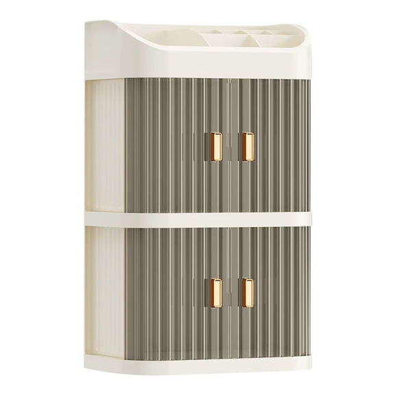 Functional Cosmetic Organizers Box 3 Layer Stackable Design Waterproof Makeup Storage For Vanity Countertop