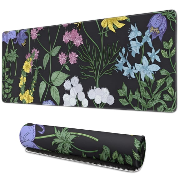 Functional & Cute Garden Flowers Mouse Mat - Soft to the Touch, Non-Slip Rubber Base, Easy to Slide, Splash Resistant, Portable, Personalized Design, Ideal for Computers, 31.5x11.8 Inch