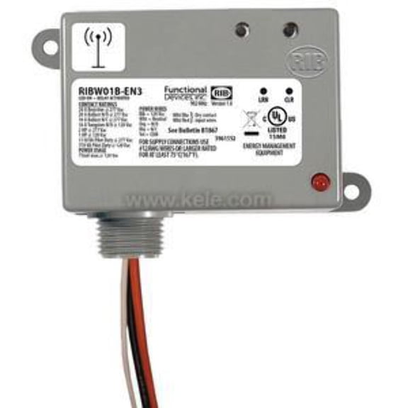 Functional Devices RIBW01B-EN3 EnOcean 902 MHz Enclosed Wireless Relay - 20 Amp SPDT w/ 120 VAC Power Input