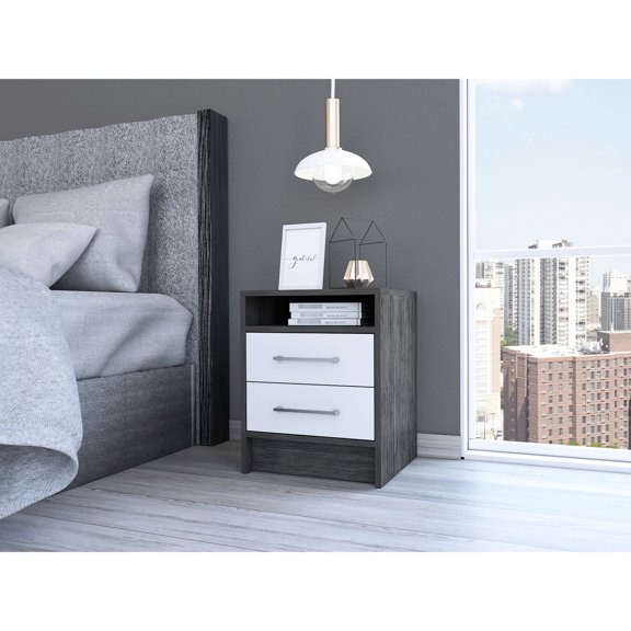 Functional End Table with Metal Handles / Store Essentials Neatly