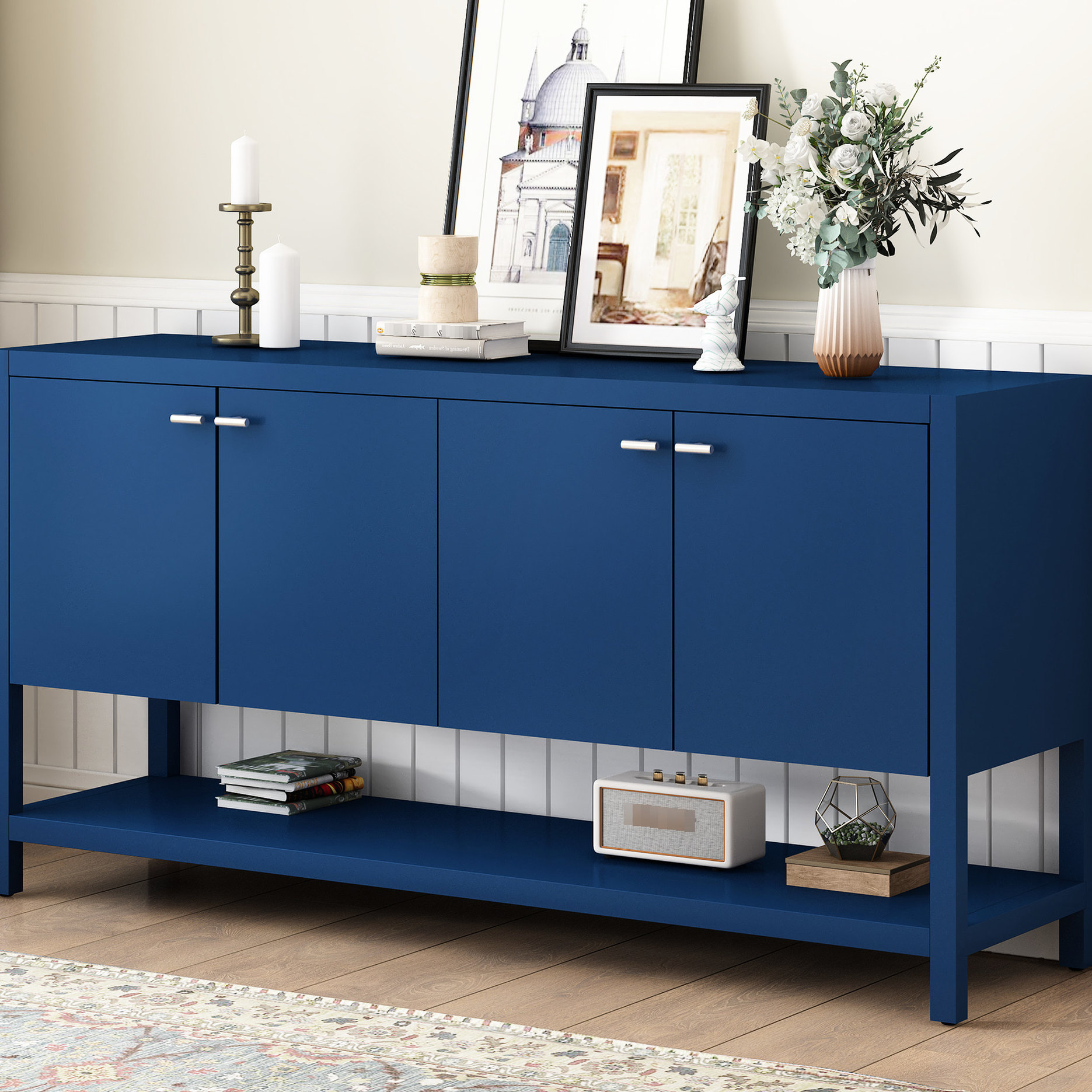 Functional Entryway Furniture | Four-Door Storage and Display Shelf ...