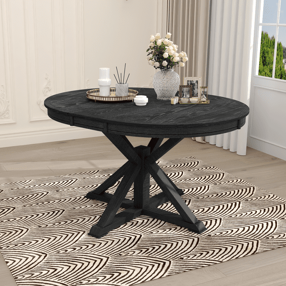 Functional Extendable Dining Table with a 12" Leaf for Dining Room and Living Room, Espresso