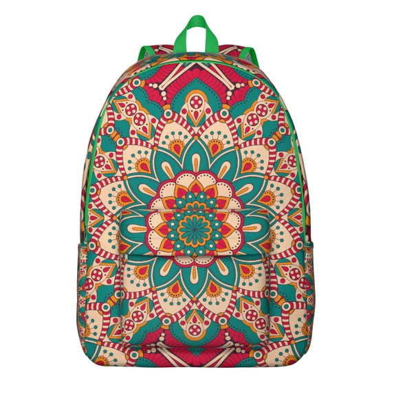 Functional Fashion Boho Mandala Floral Backpack, Large Capacity Bookbag for School College with Laptop Sleeve, Everyday Use, Ideal Gift
