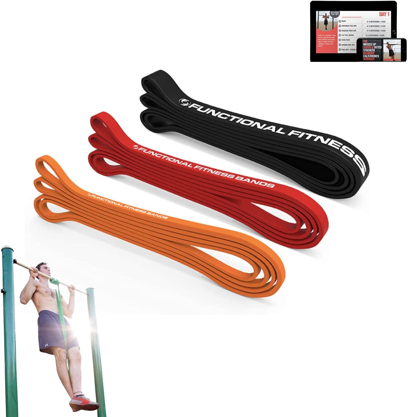 Functional Fitness Bands Pull Up Assistance and Resistance Bands Set of 3 Exercise Bands Walmart