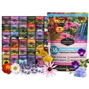Functional Flower Seeds - 36 pack Heirloom Garden Flower Mix of Annuals & More