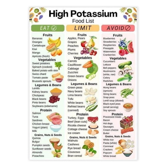 Functional Foods Poster Potassium and Essential Minerals Canvas Wall Art for Modern Kitchen Decor poster
