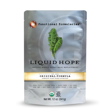 Functional Formularies Liquid Hope Organic Whole Foods Meal Replacement, Original Formula, 12 oz. Pouch, 24 Count