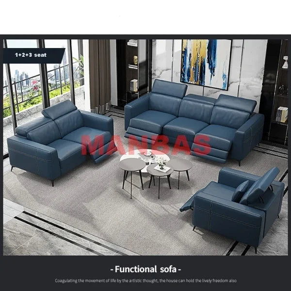 Functional Genuine Leather Sofa Cama Electric Reclining Sofa Set Sectional Couch Theater Seats