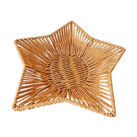 Functional Imitation Rattan Basket Desktop Star Shaped Storage Container for Home and Living Room Display Tray