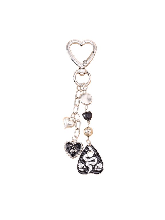 Creative Gothic Love Heart Keychain Women Girls Handbag Decoration Keyring Accessories Fashion Accessory