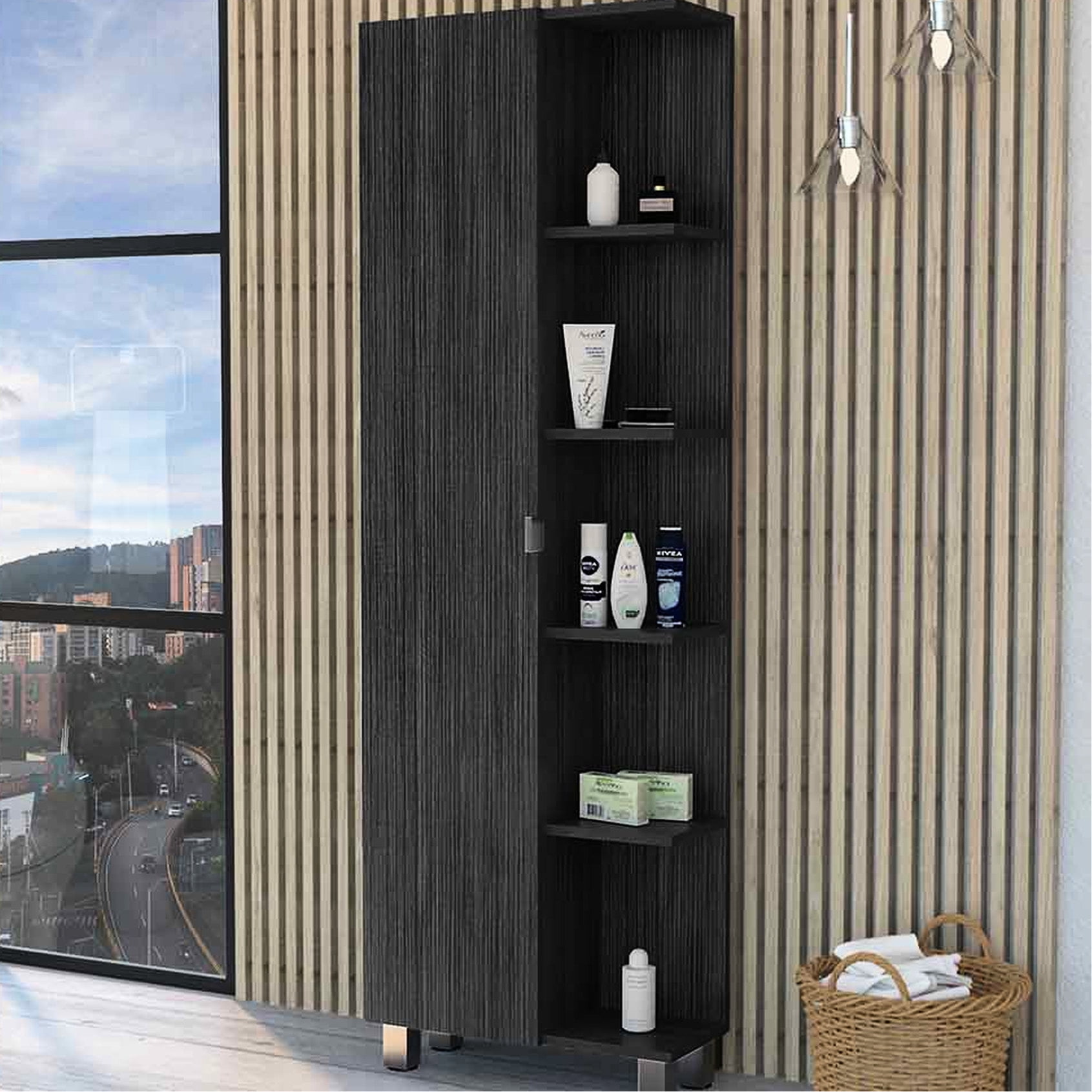 Functional Linen Cabinet - Store Linens Conveniently in a Smoke - hued ...