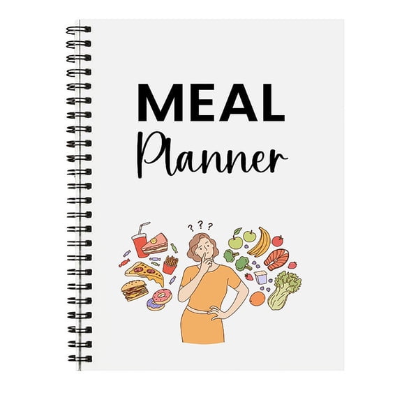 Functional Meal Planner Notebooks, 5.5" x 8.3", Recipe Logging, Weekly Menu Sections for Healthy Eating, Grocery Shopping, Kitchen Organization for Home, Family Use