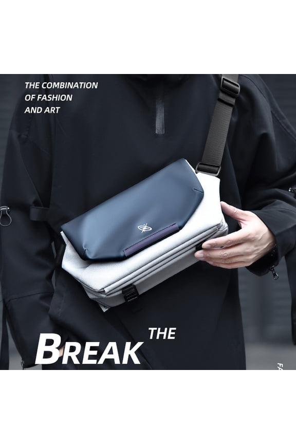 Functional Messenger Bag Men's Shoulder Bag Large Capacity Postman Computer Bag,Tech Black Small