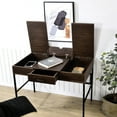 thumbnail image 1 of Functional Office Desk With Port And 1 Drawer In Oak Black Fashionable Table Spacious, 1 of 5