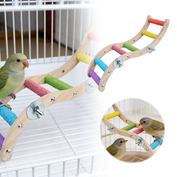Functional Parrot Ladder Playground for Conures - Natural Chewing Climbing Activity Toy for Indoor Pet Birds Wooden -Rung Climber