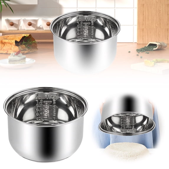 Functional Rice Cooker Replacement Inner Pot 304 Stainless Steel Rice Cooker Inner Bowl Bakeware 4.3"X"7.3"