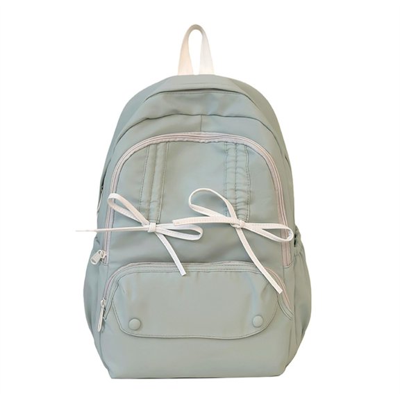 Functional School Backpack Large Capacity Travel Daypack Bows Decoration Rucksack Nylon Book Bag for Student Teenager