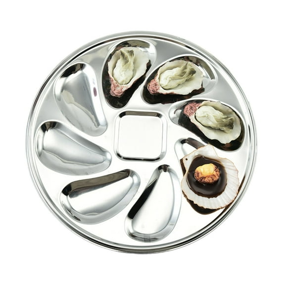 Functional Serving Dish Stainless Steel Oysters Plate Round Shellfish Seafood Tray Perfect for Serving Various Shellfish