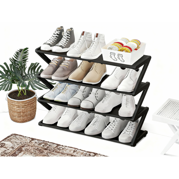 Zen Shoe Rack -Functional Shoe Rack with Z-Shaped Layered Storage for Living Room and ...