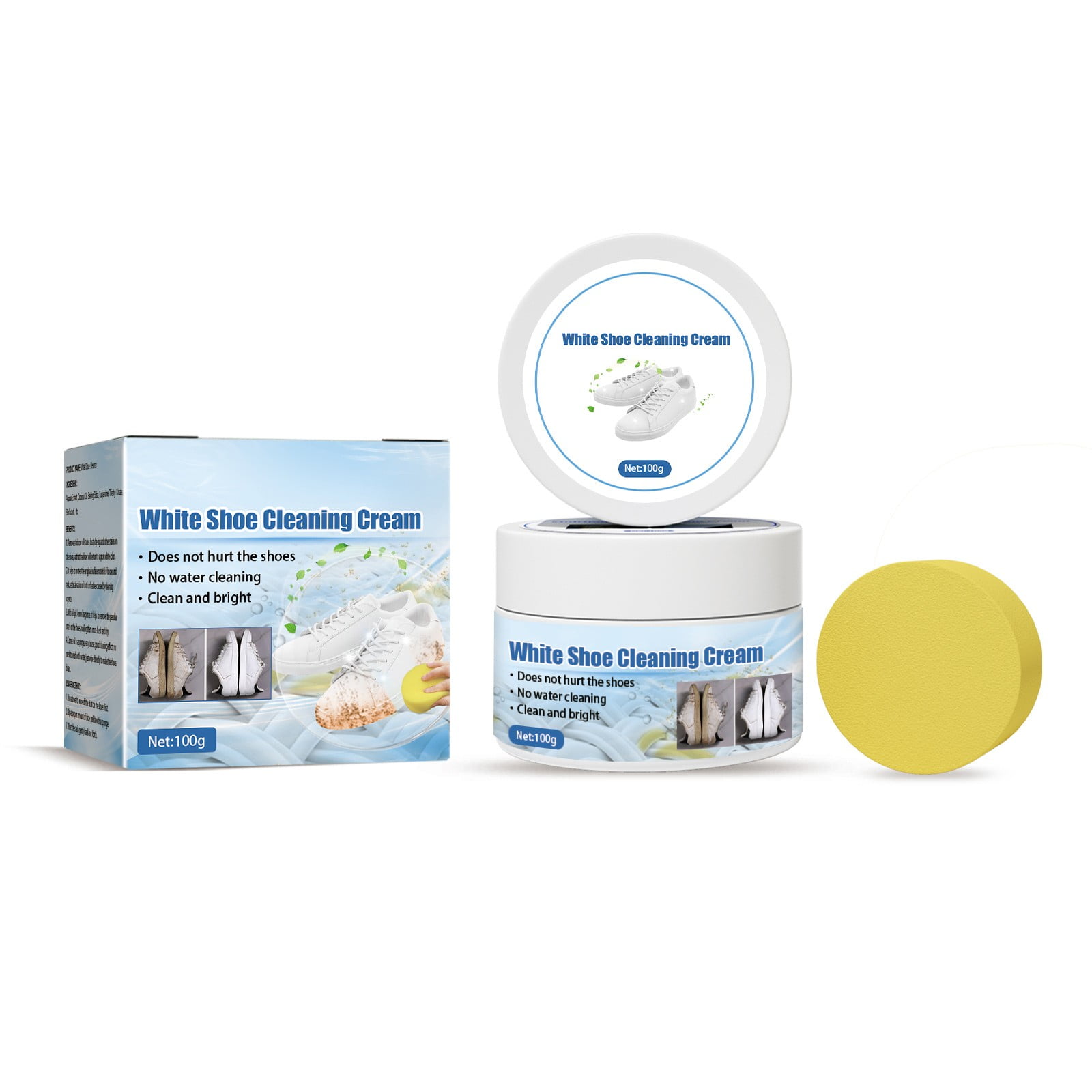 Functional Sponge Cleaning White Shoe Decontamination Scrubbing Yellow