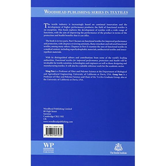 Pre-Owned Functional Textiles for Improved Performance, Protection and Health (Woodhead Publishing Series in Textiles) Pan, N and Sun, G.