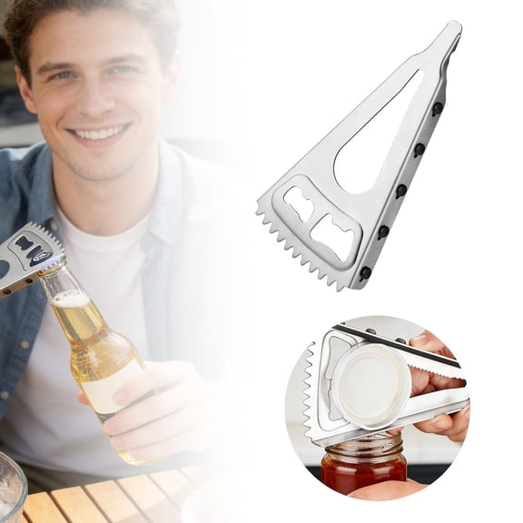 Functional -Tool Can and for Home Use – Stainless Steel Construction with - Grip and Versatile Cap Remover for Cans and Jars, 3.54×7.09 inch, Silver