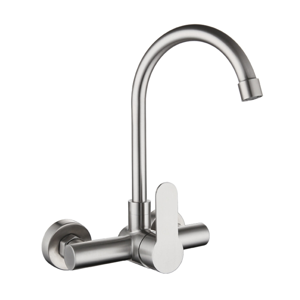 Functional Wall Mounted Kitchen Faucet Single Levers Mixer Metal Wall Mount Kitchen Tap Concealed Installation Faucet