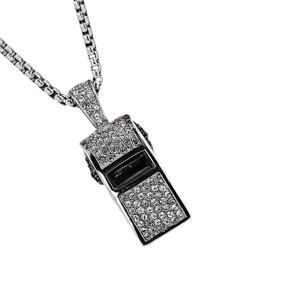Functional Whistles Necklace With Crystals Rhinestones Titaniumed Steel Chain Coaches Referee Teacher Gifts Set