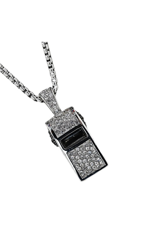 Functional Whistles Necklace With Crystals Rhinestones Titaniumed Steel Chain Coaches Referee Teacher Gifts Set