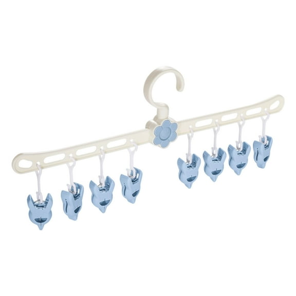 Functional Windproof Sock Clip Clothesline With 10 Clips Portable Folding Sock Rack Underwear Clothesline Rack Balcony Travel Versatile Clothes Clip